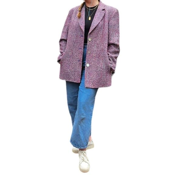 Vintage Austin Reed Colorful Silk Woven Tweed Sport Coat Blazer Jacket 14W - Picture 1 of 13